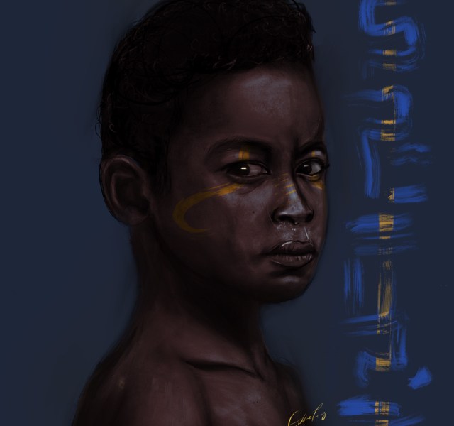 Lusenie Turay's piece "Regal Musing," inspired by his Sierra-Leonian heritage, will hang in the U.S. Capitol for a year. (Courtesy of Rep. Steny Hoyer)