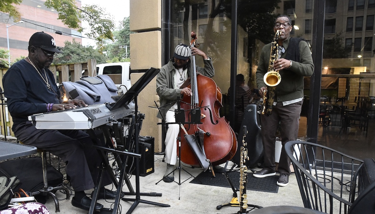**FILE** The UDC JAZZAlive trio led by saxophonist Tracey Cutler performs at Flavor Garden Restaurant during Art All Night 2023. This year’s Art All Night will happen throughout the city on Sept. 27 and 28. (Robert R. Roberts/The Washington Informer)
