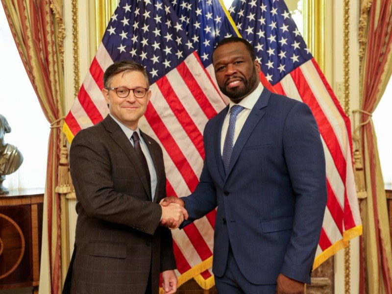 Curtis “50 Cent” Jackson meets with House Speaker Mike Johnson to advance opportunities for minority business owners. (Courtesy photo via X)