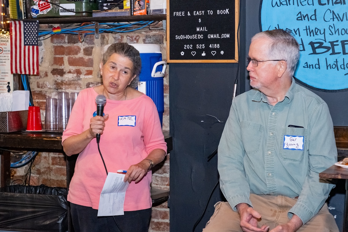 Dr. Kate Sugarman, a family medicine physician at Unity Health, speaks with union members at the Sudhouse DC. (Ja’Mon Jackson/The Washington Informer)