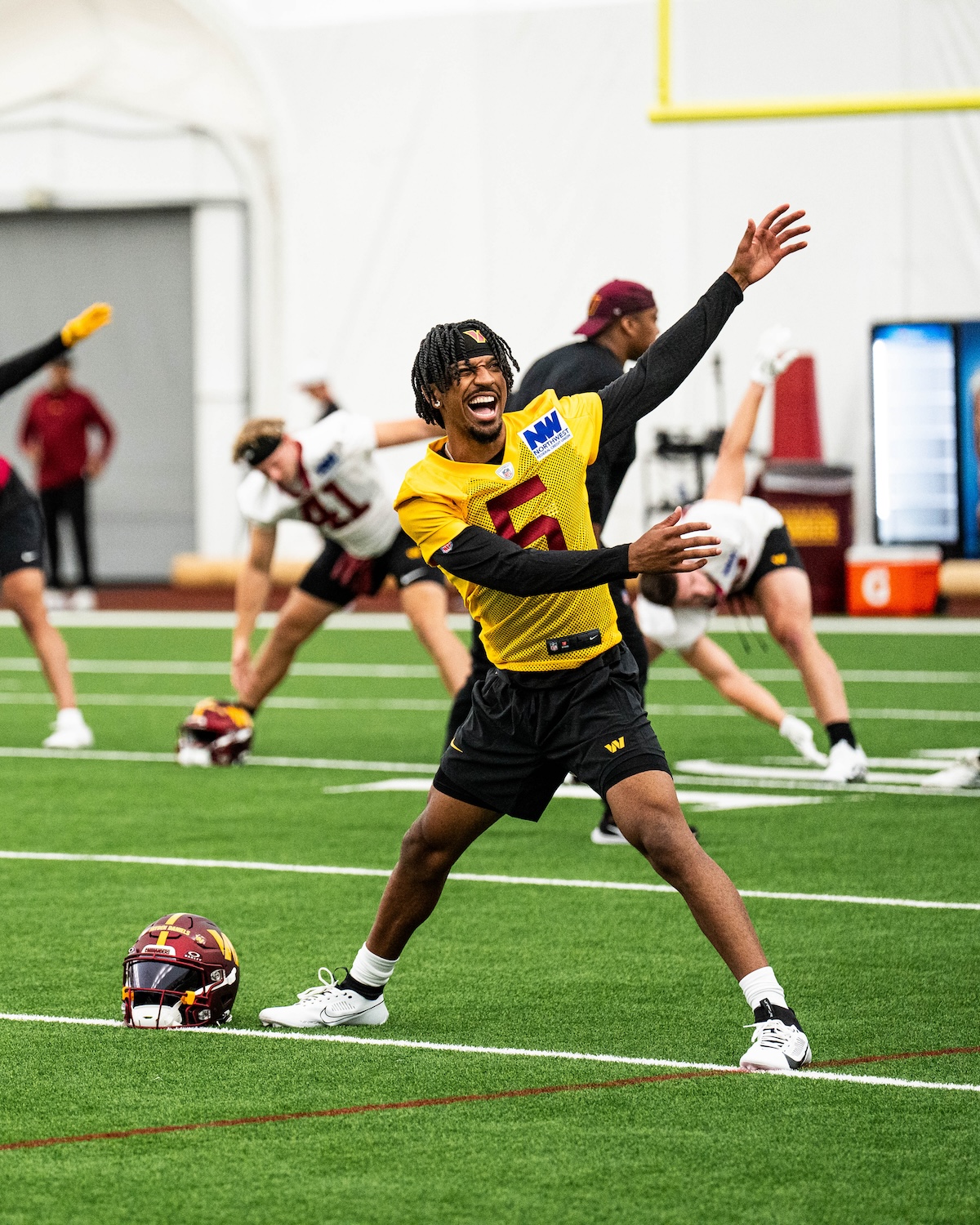 **FILE** Jayden Daniels participates in preseason workouts in May. (Abdullah Konte/The Washington Informer)