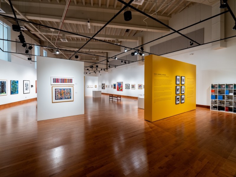 An acrylic on paper by Alma Thomas, “Untitled” (1966), as part of the “David C. Driskell & Friends” exhibition. This gift to The Driskell Center was from Susan Kaim Talley and Bascom D. Talley III (Courtesy of Jonathan Thorpe/David C. Driskell Center)