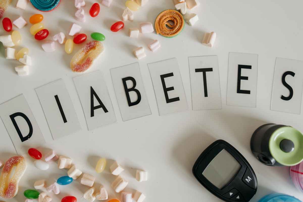 diabetes text and jellybeans around